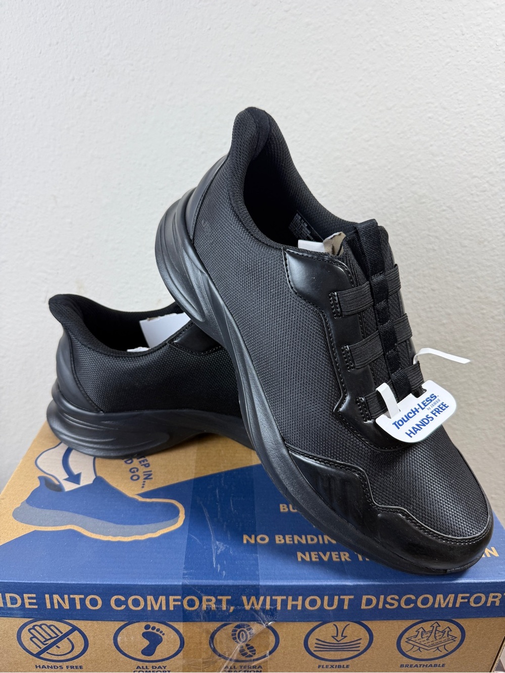 Jambu Touch-Less Dash Mens Size 11.5 M Black Slip On Sneakers Hands Free NWB